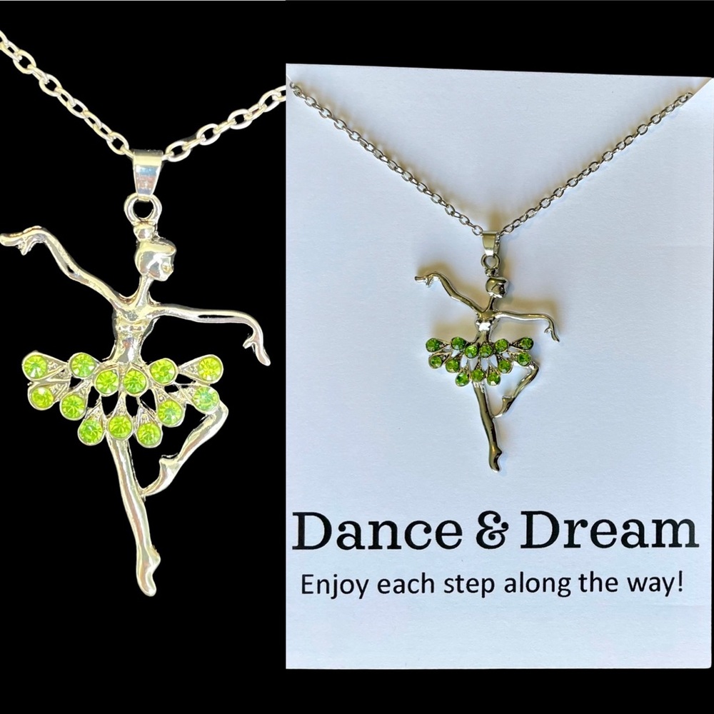 🆕 Silver Ballerina Necklace  - Green